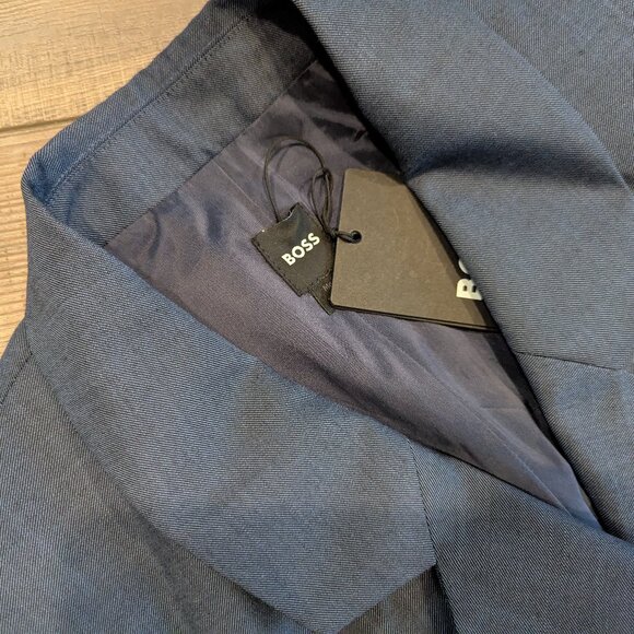 NWT BOSS Delibea Women's Sleeveless Button Front Dress in Virgin Wool Blue 8 - Picture 8 of 12